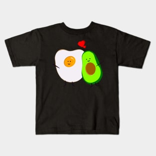 Cute egg and avocado couple cartoon Kids T-Shirt